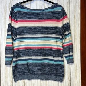 Chaps Striped Multi-color Lightweight Sweater Size XL